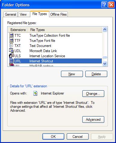 Windows URL file-type association